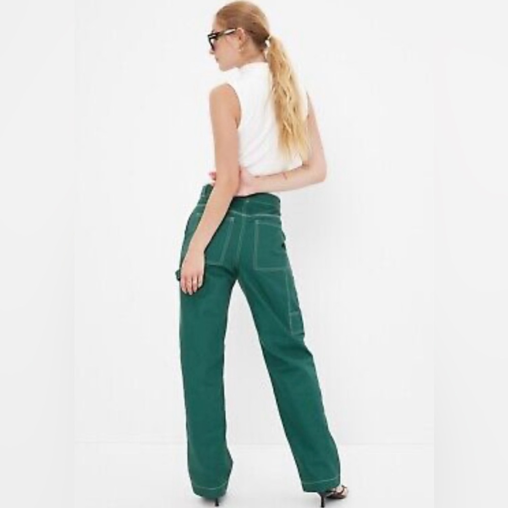 GAP June Bug Green High Rise Carpenter Pants - Like New - Size 12 R  FAB GREEN!